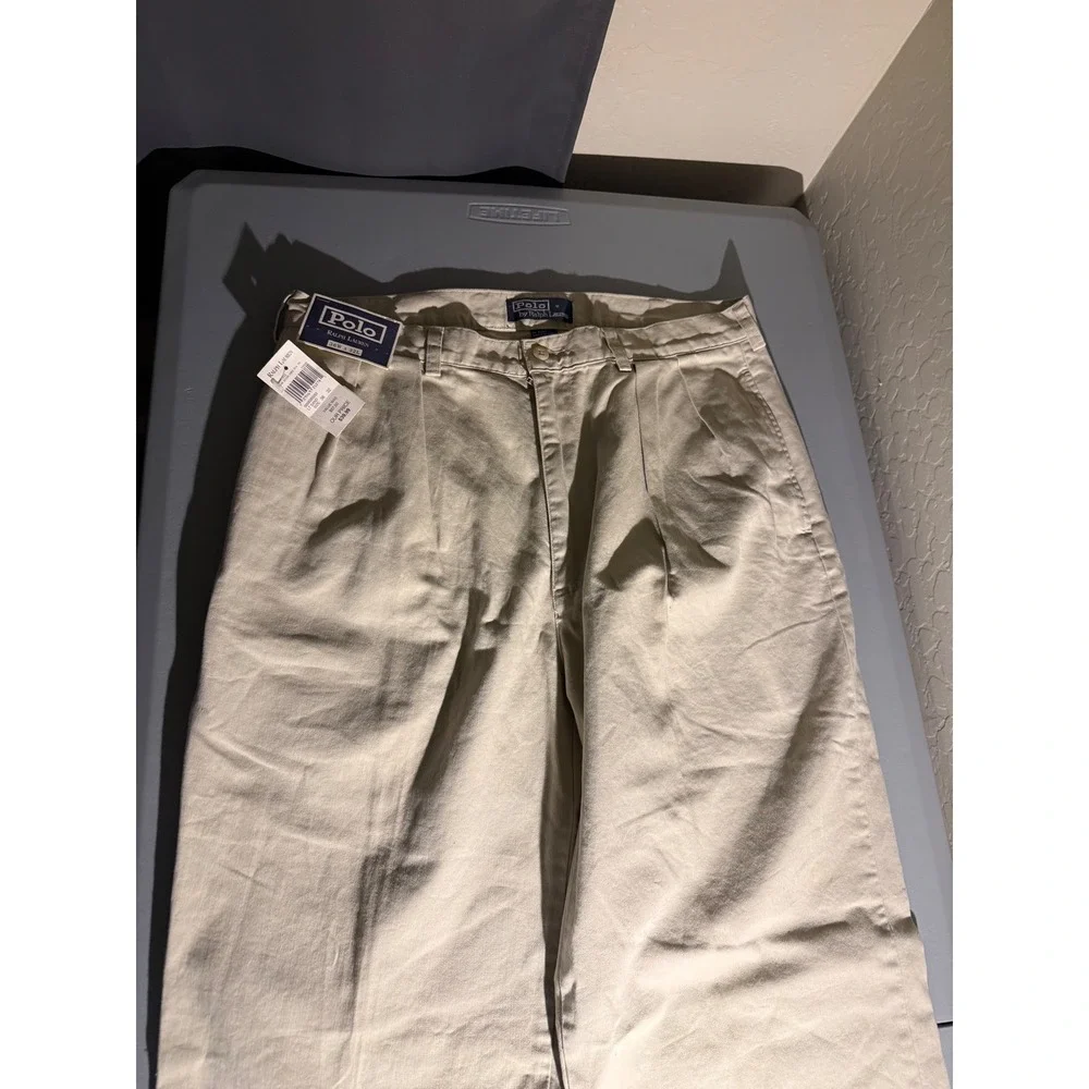 Vintage Polo Ralph Lauren Andrew Pant Pleated Chino Sand 36x32 New With Tags